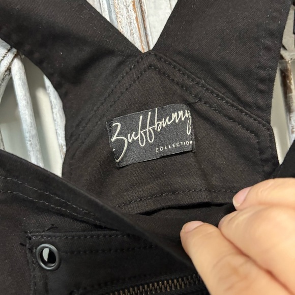 New BuffBunny Over It Alls Black Stretch Cotton Straight Leg Overalls Size S - Picture 12 of 16